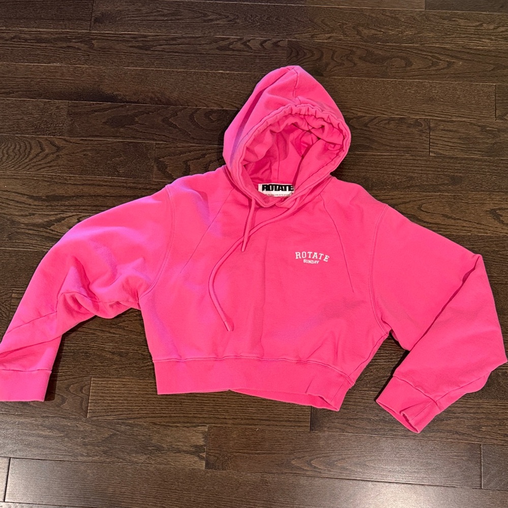 ROTATE Pink Cropped Hoodie